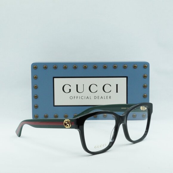 Final Price! Gucci GG0038ON 011 Black/Green Eyeglasses 54mm - Picture 1 of 11